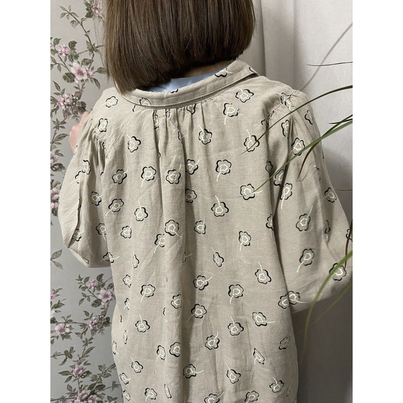 Gudrun Sjoden Boho Women’s Floral Linen Blouse Top Buttons Shirt Size M Over - Picture 7 of 10